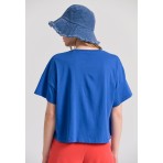 Funky Buddha Γυναικείο Κοντομάνικο T-Shirt Ίντιγκο Μπλε