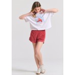 Funky Buddha Γυναικείο Κοντομάνικο T-Shirt Λευκό