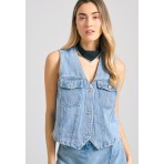 Funky Buddha Γιλέκο Τζιν Γυναικείο (FBL011-162-01-LT-BLUE)