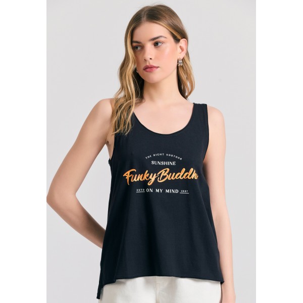 Funky Buddha Μπλούζα Αμάνικη Γυναικεία (FBL011-163-04-BLACK)