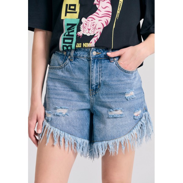 Funky Buddha Boyfriend Σορτς Τζιν Γυναικείο (FBL011-165-03-LT-BLUE)