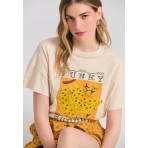 Funky Buddha Γυναικεία Κοντομάνικη Μπλούζα Εκρού