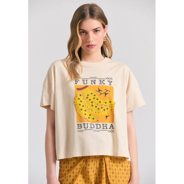 Funky Buddha Loose Fit T-Shirt Γυναικείο (FBL011-165-04-CHALK)