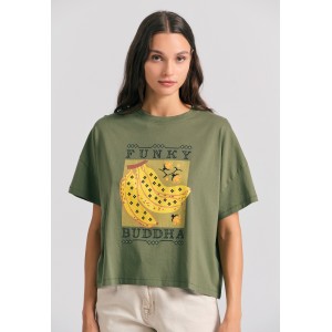 Funky Buddha Loose Fit T-Shirt Γυναικείο (FBL011-165-04-HUNTER-GREEN)