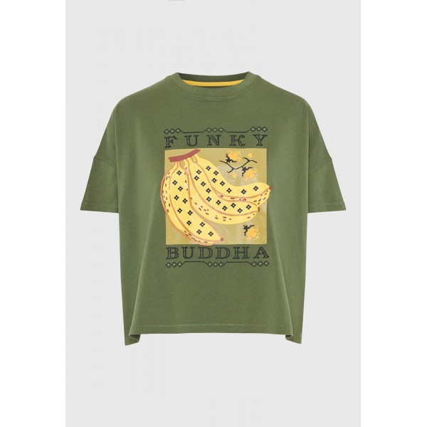 Funky Buddha Loose Fit T-Shirt Γυναικείο (FBL011-165-04-HUNTER-GREEN)