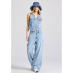 Funky Buddha Washed Effects Παντελόνι Τζιν Γυναικείο (FBL011-167-02-LT-BLUE)
