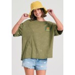 Funky Buddha Γυναικείο Κοντομάνικο T-Shirt Χακί