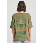 Funky Buddha Γυναικείο Κοντομάνικο T-Shirt Χακί