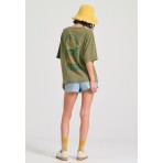 Funky Buddha Γυναικείο Κοντομάνικο T-Shirt Χακί