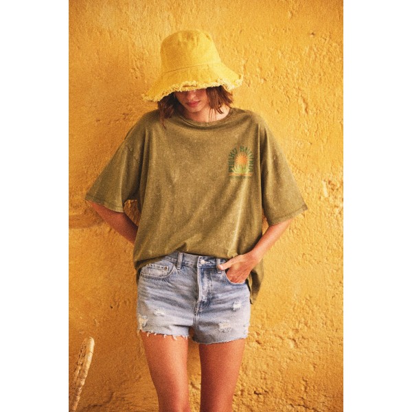 Funky Buddha Garment Dyed T-Shirt Γυναικείο (FBL011-168-04-KHAKI)