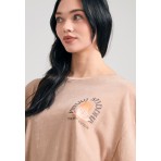 Funky Buddha Γυναικείο Κοντομάνικο T-Shirt Κάμελ, Καφέ