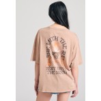 Funky Buddha Γυναικείο Κοντομάνικο T-Shirt Κάμελ, Καφέ
