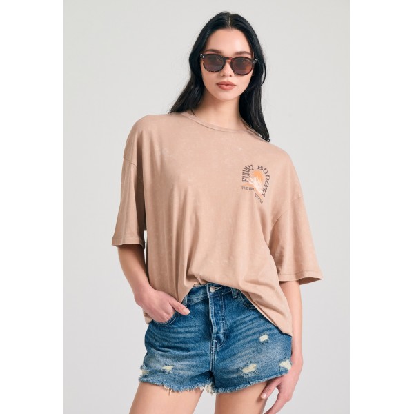 Funky Buddha Garment Dyed T-Shirt Γυναικείο (FBL011-168-04-TAUPE)