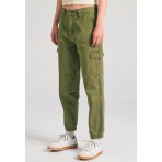 Funky Buddha Garment Dyed Παντελόνι Cargo Γυναικείο (FBL011-172-02-HUNTER-GREEN)