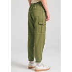 Funky Buddha Garment Dyed Παντελόνι Cargo Γυναικείο (FBL011-172-02-HUNTER-GREEN)
