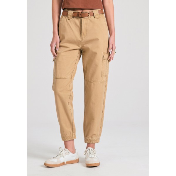 Funky Buddha Garment Dyed Παντελόνι Cargo Γυναικείο (FBL011-172-02-TAUPE)