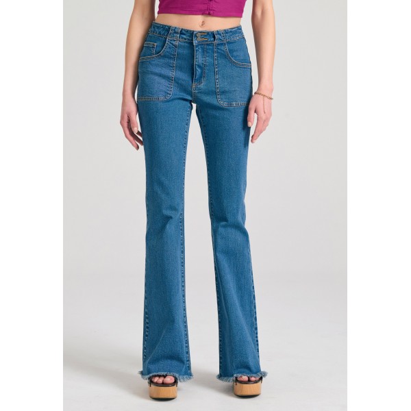 Funky Buddha Raw Edges Skinny Fit Παντελόνι Τζιν Γυναικείο (FBL011-173-02-DK-BLUE)