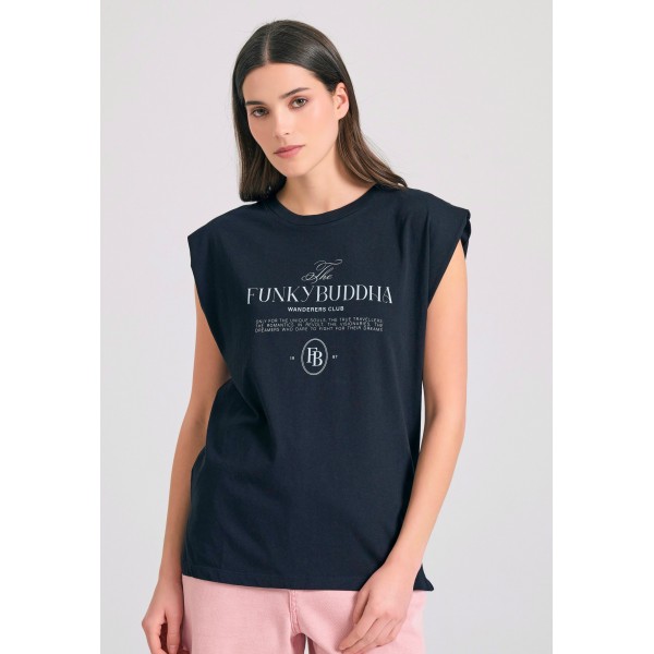 Funky Buddha Μπλούζα Αμάνικη Γυναικεία (FBL011-176-04-BLACK)