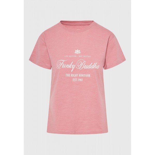 Funky Buddha Branded Vintage T-Shirt Γυναικείο (FBL011-177-04-DUSTY-PINK)
