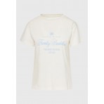 Funky Buddha Branded Vintage Γυναικείο Κοντομάνικο T-Shirt Εκρού
