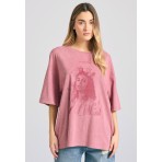 Funky Buddha Garment Dyed T-Shirt Γυναικείο (FBL011-184-04-DUSTY-PINK)