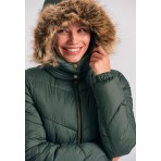 Funky Buddha Quilted Μπουφάν Puffer Γυναικείο (FBL012-100-01-FOREST-GREEN)