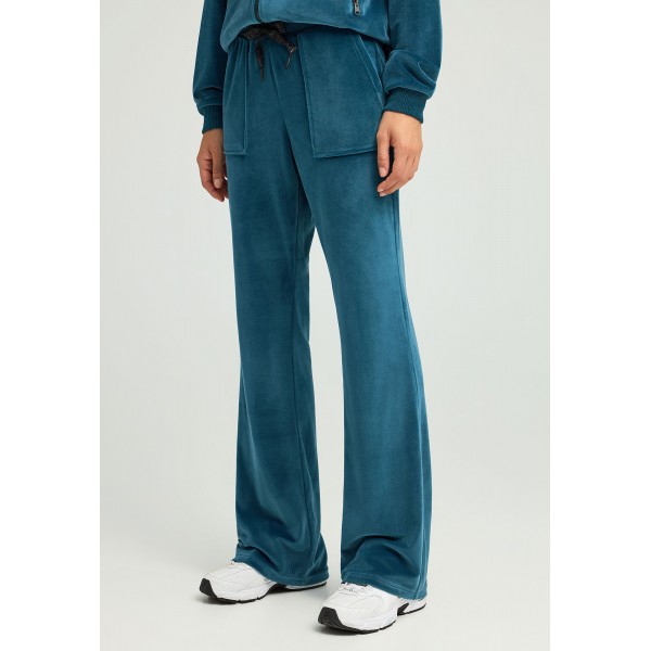 Funky Buddha Velour Flare Fit Παντελόνι Φόρμας Γυναικείο (FBL012-100-02-INDIAN-TEAL)