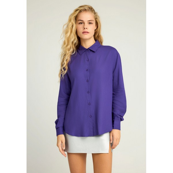 Funky Buddha Viscose Πουκάμισο Μακρυμάνικο Γυναικείο (FBL012-100-05-ROYAL-PURPLE)