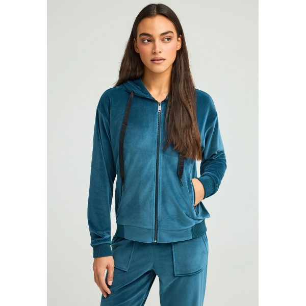 Funky Buddha Velvet Ζακέτα Βελουτέ Γυναικεία (FBL012-100-06-INDIAN-TEAL)