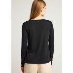 Funky Buddha Γυναικεία Μακρυμάνικη Μπλούζα Μαύρη