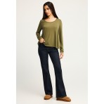 Funky Buddha Γυναικεία Μακρυμάνικη Μπλούζα Χακί