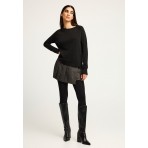 Funky Buddha Γυναικεία Μακρυμάνικη Πλεκτή Μπλούζα Μαύρη