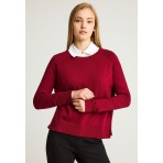 Funky Buddha Γυναικεία Μακρυμάνικη Πλεκτή Μπλούζα Βυσσινί