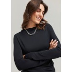 Funky Buddha Pleated Μπλούζα Με Ψηλό Λαιμό Γυναικεία (FBL012-100-17-BLACK)