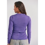 Funky Buddha Pleated Μπλούζα Με Ψηλό Λαιμό Γυναικεία (FBL012-100-17-ELECTRIC-PURPLE)