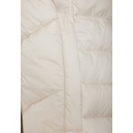 Funky Buddha Quilted Long Γυναικείο Μπουφάν Puffer με Κουκούλα Εκρού