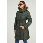 Funky Buddha Quilted Long Μπουφάν Puffer Γυναικείο (FBL012-101-01-FOREST-GREEN)