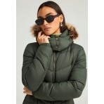 Funky Buddha Quilted Long Μπουφάν Puffer Γυναικείο (FBL012-101-01-FOREST-GREEN)