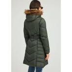 Funky Buddha Quilted Long Μπουφάν Puffer Γυναικείο (FBL012-101-01-FOREST-GREEN)