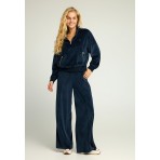 Funky Buddha Wide Leg Velvet Παντελόνι Φόρμας Γυναικείο (FBL012-101-02-MIDNIGHT-BLUE)