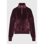 Funky Buddha Velvet Μπλούζα Με Φερμουάρ Γυναικεία (FBL012-101-06-MERLOT)