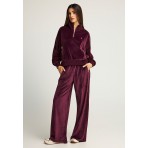 Funky Buddha Velvet Γυναικεία Μακρυμάνικη Μπλούζα με Φερμουάρ Μπορντό