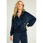 Funky Buddha Velvet Μπλούζα Με Φερμουάρ Γυναικεία (FBL012-101-06-MIDNIGHT-BLUE)