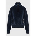 Funky Buddha Velvet Μπλούζα Με Φερμουάρ Γυναικεία (FBL012-101-06-MIDNIGHT-BLUE)
