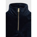 Funky Buddha Velvet Μπλούζα Με Φερμουάρ Γυναικεία (FBL012-101-06-MIDNIGHT-BLUE)