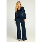 Funky Buddha Velvet Μπλούζα Με Φερμουάρ Γυναικεία (FBL012-101-06-MIDNIGHT-BLUE)