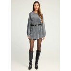 Funky Buddha Γυναικείο Πλεκτό Φόρεμα (FBL012-101-13-STEEL-GREY)