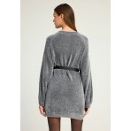 Funky Buddha Γυναικείο Πλεκτό Φόρεμα (FBL012-101-13-STEEL-GREY)