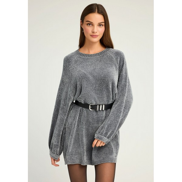 Funky Buddha Chenille Φόρεμα Mini Γυναικείο (FBL012-101-13-STEEL-GREY)