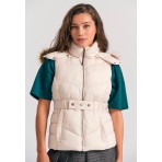 Funky Buddha Quilted Μπουφάν Αμάνικο Γυναικείο (FBL012-102-01-CLOUD-CREAM)
